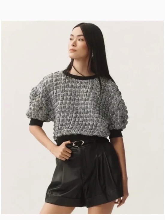 Maeve Tops - Maeve Black & White Textured Short Sleeve Shirt Sz M